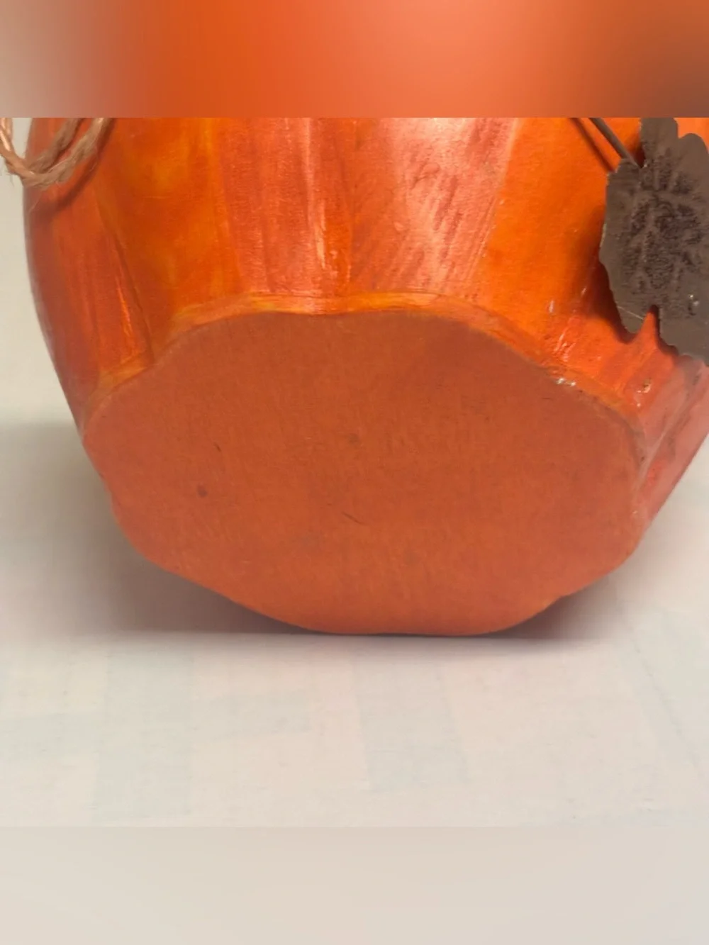 Avon Orange Spiced Pumpkin Bowl with Silver Metal Leaf Accents